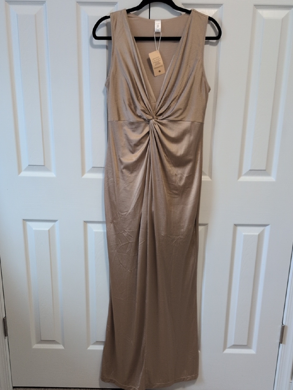 Popilush XXL Shapewear Shine Deep V-Neck Bias Twist Hourglass Maxi Dress NWT